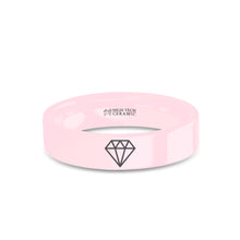 Load image into Gallery viewer, Diamond Icon Laser Engraving Pink Ceramic Womens Wedding Band