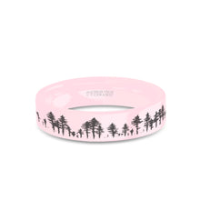Load image into Gallery viewer, Nature Scene Forest Pine Trees Engraved Pink Ceramic Wedding Ring