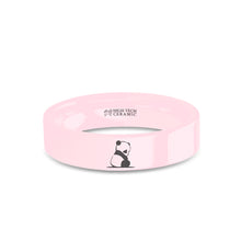 Load image into Gallery viewer, Baby Panda Cub Engraved Pink Ceramic Wedding Band, Polished