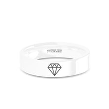 Load image into Gallery viewer, Simple &quot;Diamond&quot; Laser Engraved Wedding Ring on White Ceramic