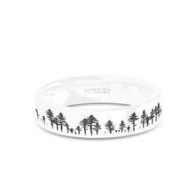 Load image into Gallery viewer, Alpine Forest Trees Natural Landscape White Ceramic Wedding Band