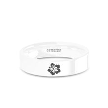 Load image into Gallery viewer, Hawaii Hibiscus Flower Engraved White Ceramic Wedding Band