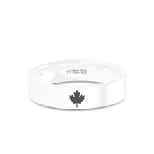 Load image into Gallery viewer, Canadian Maple Leaf Gunmetal White Ceramic Wedding Ring, Polished