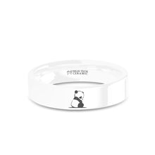 Load image into Gallery viewer, Baby Panda Cub Engraved White Ceramic Wedding Ring, Polished