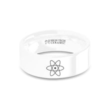 Load image into Gallery viewer, Atom Symbol Nucleus Proton Electron Engraved White Ceramic Ring