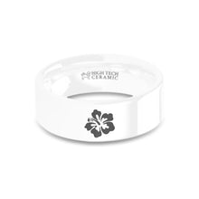 Load image into Gallery viewer, Hawaii Hibiscus Flower Engraved White Ceramic Wedding Band