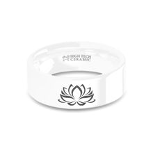 Load image into Gallery viewer, Lotus Flower Buddhist Zen Engraved White Ceramic Wedding Ring