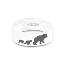 Load image into Gallery viewer, Mama Bear Cubs Laser Engraved White Ceramic Ring Band, Polished