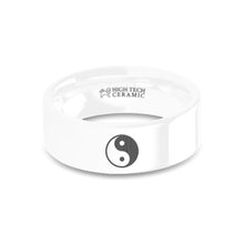 Load image into Gallery viewer, Taoist Yin Yang Twin Circle Emblem Engraved White Ceramic Ring