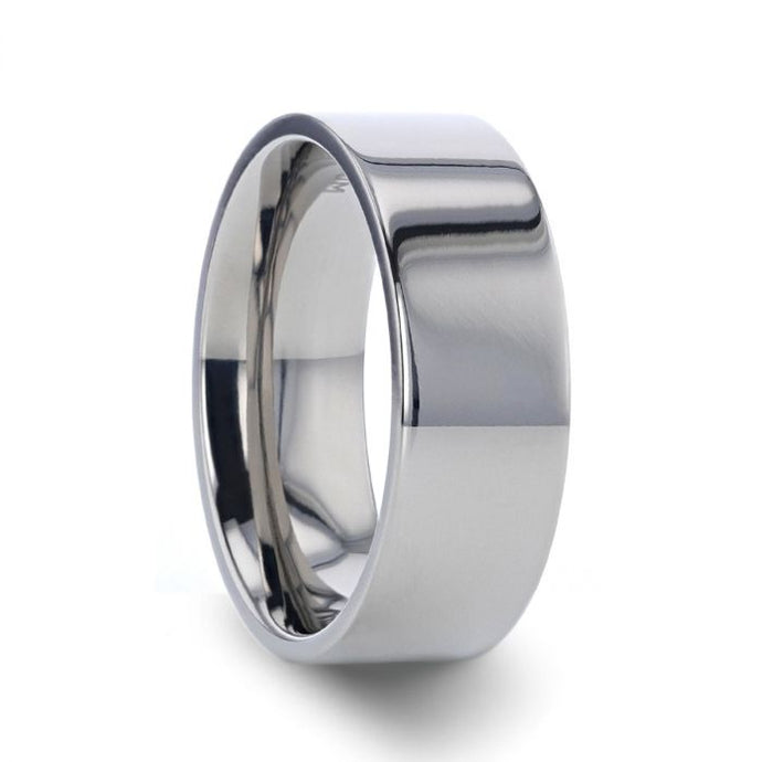 Polished Titanium Wedding Band, Pipe Cut