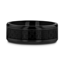 Load image into Gallery viewer, Black on Black Carbon Fiber Inlay Titanium Ring, Beveled