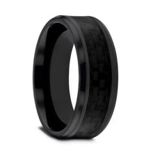 Load image into Gallery viewer, Black on Black Carbon Fiber Inlay Titanium Ring, Beveled