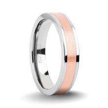 Load image into Gallery viewer, Brushed Rose Gold Tungsten Carbide Inlay Silver Titanium Wedding Ring