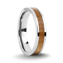 Load image into Gallery viewer, Real Whiskey Barrel Oak Wood Twin Inlay Titanium Wedding Ring