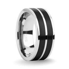 Load image into Gallery viewer, Brushed Black Ceramic Inlay Titanium Wedding Band for Men, Women