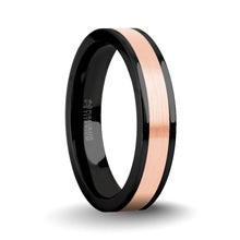 Load image into Gallery viewer, Brushed Rose Gold Tungsten Carbide Inlay Black Titanium Wedding Ring