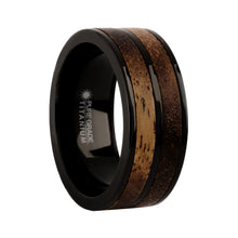 Load image into Gallery viewer, Rare Koa Wood Twin Inlay Black Titanium Men&#39;s Wedding Ring