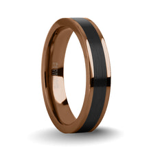 Load image into Gallery viewer, Rustic Brown Titanium Wedding Band with Black Ceramic Inlay