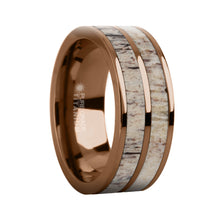 Load image into Gallery viewer, Naturally Harvested Deer Antler Inlay Brown Titanium Wedding Ring