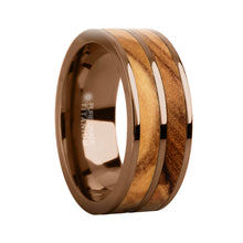 Load image into Gallery viewer, Genuine Olive Wood Twin Inlay Brown Titanium Wedding Ring for Men