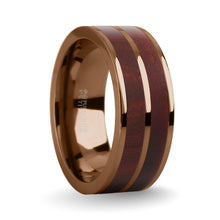 Load image into Gallery viewer, Dark Red Sandalwood Wood Inlay Brown Titanium Wedding Ring