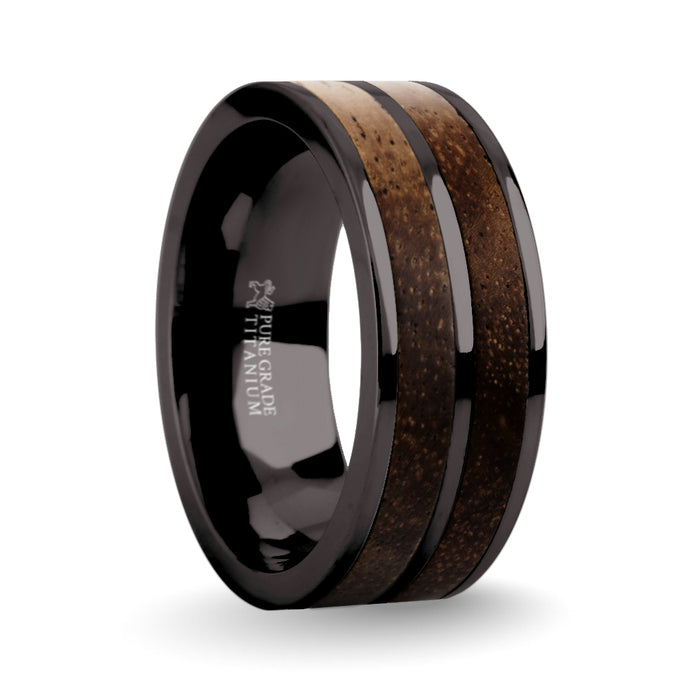 Rare Hawaii Acacia Koa Wood Inlay Gunmetal Titanium Wedding Ring