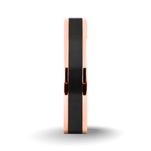 Load image into Gallery viewer, Rose Gold Titanium Wedding Band with Brushed Black Ceramic Inlay