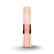 Load image into Gallery viewer, Rose Gold Titanium Wedding Ring with Brushed Tungsten Inlay