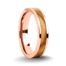 Load image into Gallery viewer, Genuine Olive Wood Twin Inlay Rose Gold Titanium Wedding Ring