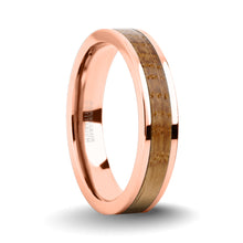 Load image into Gallery viewer, Whiskey Barrel Wood Twin Inlay Rose Gold Titanium Wedding Band