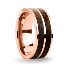 Load image into Gallery viewer, Rare Hawaii Acacia Koa Wood Inlay Rose Gold Titanium Wedding Ring