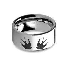 Load image into Gallery viewer, Swallows Birds Laser Engraved Tungsten Wedding Ring, Polished