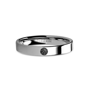 Basketball Laser Engraved Tungsten Carbide Wedding Ring