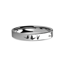 Load image into Gallery viewer, Butterflies Insect Laser Engraved Tungsten Wedding Ring, Brushed