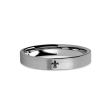 Load image into Gallery viewer, Fleur de Lis Symbol Laser Engraved Tungsten Wedding Ring, Brushed