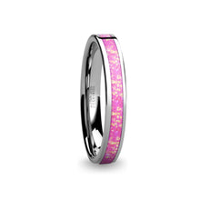 Load image into Gallery viewer, Vibrant Hot Pink Opal Flake Inlay Tungsten Wedding Ring for Women