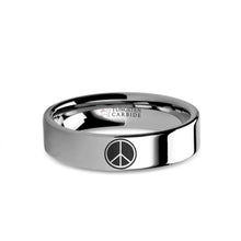 Load image into Gallery viewer, Peace Sign Laser Engraved Tungsten Carbide Wedding Ring