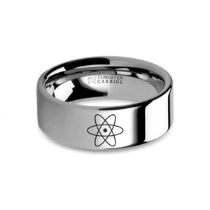 Atom Nucleus Proton Electron Laser Engraved Tungsten Wedding Band
