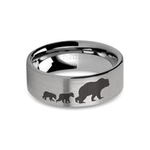 Load image into Gallery viewer, Mama Bear Cubs Laser Engraved Tungsten Wedding Band, Brushed