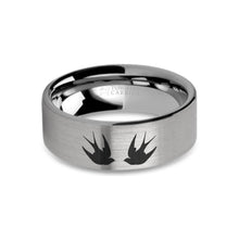 Load image into Gallery viewer, Swallows Birds Laser Engraved Tungsten Wedding Band, Brushed