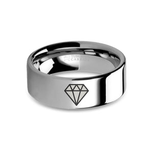 Diamond Symbol Laser Engraving Tungsten Carbide Wedding Ring