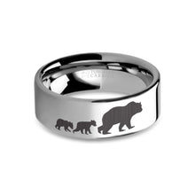 Load image into Gallery viewer, Mama Bear Cubs Laser Engraved Tungsten Wedding Band, Polished