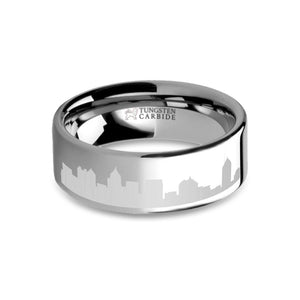 Atlanta City Skyline Cityscape Laser Engraved Tungsten Ring