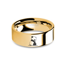 Load image into Gallery viewer, Baby Panda Cub Yellow Gold Tungsten Wedding Band, Polished
