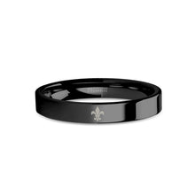 Load image into Gallery viewer, Fleur de Lis Symbol Laser Engraved Black Tungsten Wedding Ring