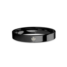 Load image into Gallery viewer, Canada Maple Leaf Engraved Black Tungsten Wedding Ring, Polished