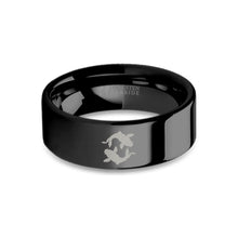Load image into Gallery viewer, Chinese Koi Fish Engraved Black Tungsten Wedding Band, Polished