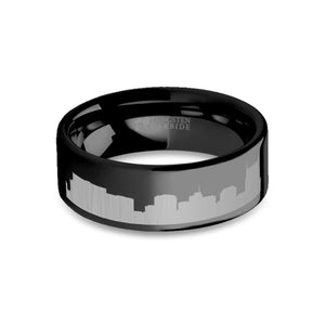 Nashville City Skyline Cityscape Engraved Black Tungsten Ring