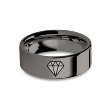 Load image into Gallery viewer, Gunmetal Gray Tungsten Wedding Band with Diamond Laser Engraving