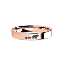 Load image into Gallery viewer, Cute Bear Cubs Engraved Rose Gold Tungsten Wedding Ring, Polished